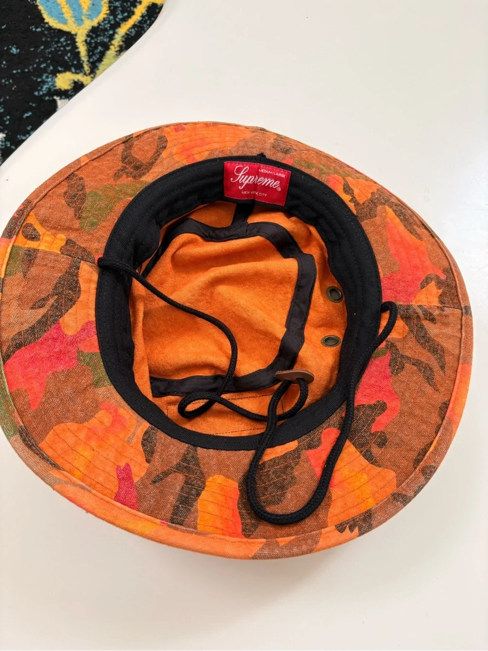 Supreme Kids Orange Camo Boonie Hat with Chin Cord